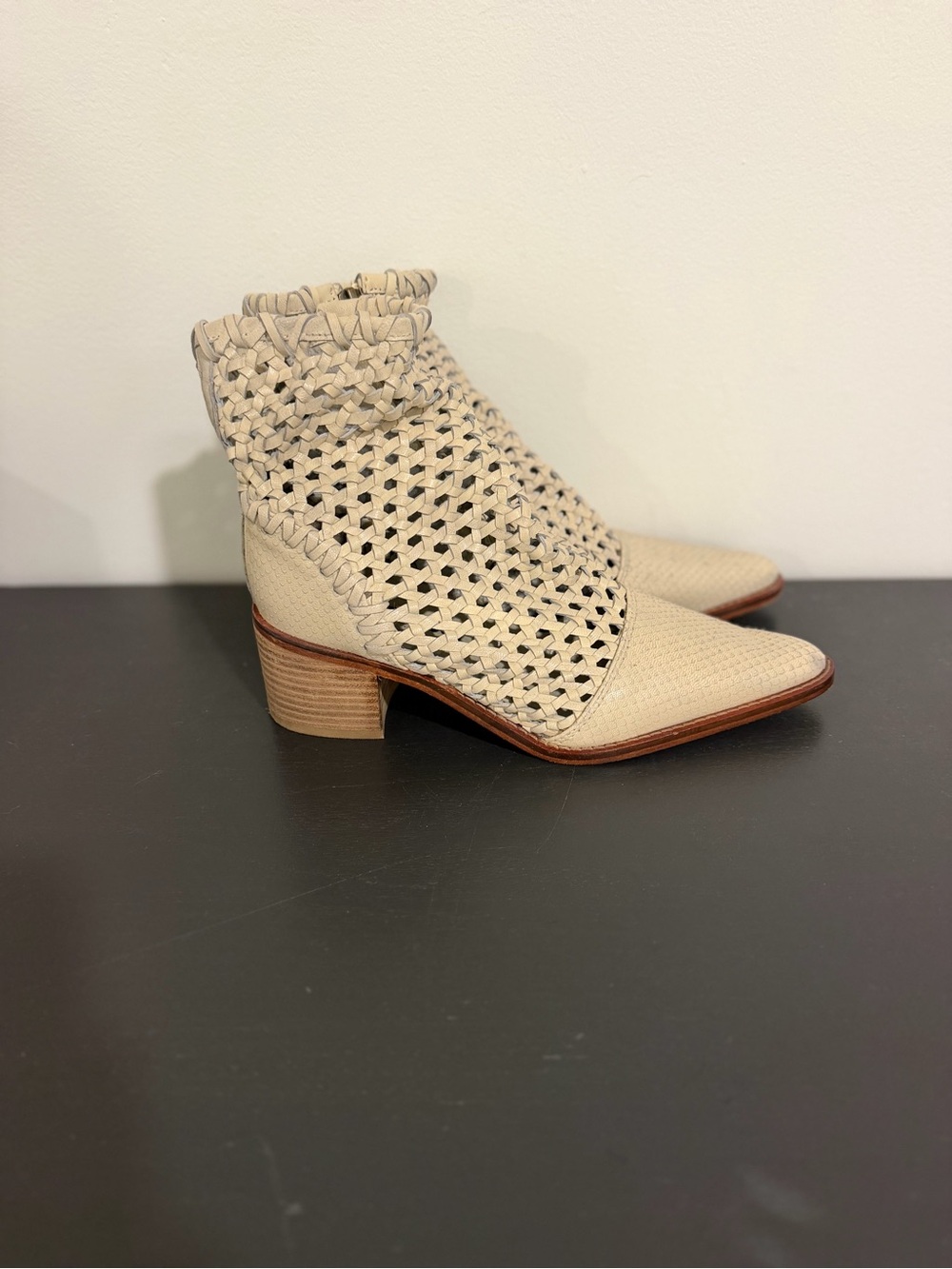 Free People Woven Leather Pointed Toe Ankle Boots